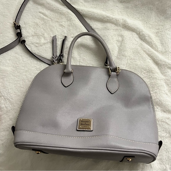 Grey Dooney & Bourke Saffiano Leather Zip Zip Satchel - Picture 2 of 11